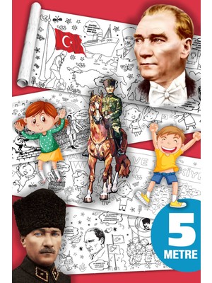 PopŞeker Atatürk ve Türkiye Cumhuriyeti Temalı Boyama Kağıdı Etkinlik Rulosu 5 mt