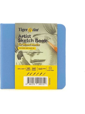 Tigertint Sert Kapak Eskiz Defteri 140 G 12X12 cm 80 Yaprak Gökyüzü Mavi 100140512