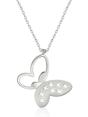 925 Ayar Gümüş Kelebek Kadın Gümüş Kolye