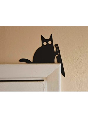 Dlc 3d Design Bıçak Kedi Kapı Süsü