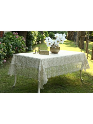 Feather Model Full Fransız Güpürlü Masa Örtüsü