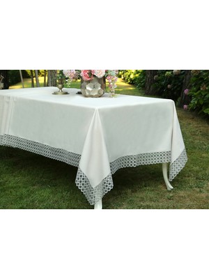 Lori Gri Model Güpürlü Masa Örtüsü