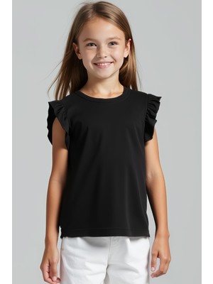 Minojoy Clara Siyah Pamuklu Kız Çocuk Tshirt