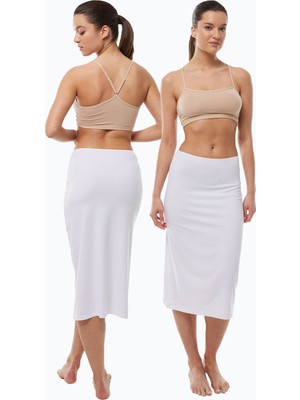 Malabadi Kadın 2 Li Beyaz Tam Boy Uzun Etek Astarı Modal Jüpon 2M1061