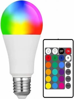 YTE Videolu Uzaktan Kumandalı Rgb(Renkli)" + Beyaz 9W LED Ampul Fonksiyonlu