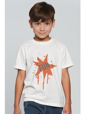 Minojoy Tokyo Ekru Baskılı Pamuklu Erkek Çocuk  Tshirt