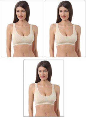 Özkan 3'lü Paket  Pamuklu Ribana Boş Kap Balensiz Yarım Sütyen