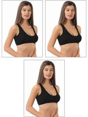 Özkan 3'lü Paket  Pamuklu Ribana Boş Kap Balensiz Yarım Sütyen