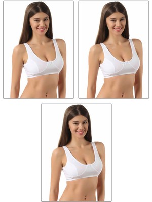 Özkan 3'lü Paket  Pamuklu Ribana Boş Kap Balensiz Yarım Sütyen