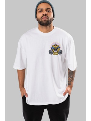 Ankhises Thanos Gym Ön Sol Baskılı Oversize T-Shirt Erkek Kadın Unisex Pamuk Bisiklet Yaka Tişort