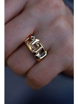 Yenigün Kuyumculuk 14 Ayar Altın Taşsız T Desenli Yüzük