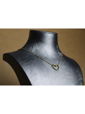 Çelik Gold Kalpli Kolye