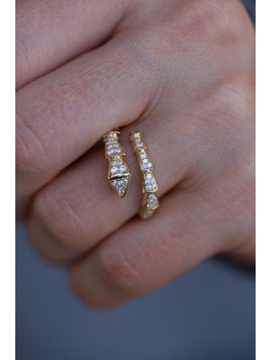 Yenigün Kuyumculuk 14 Ayar Altın Taşlı Yılan Yüzük