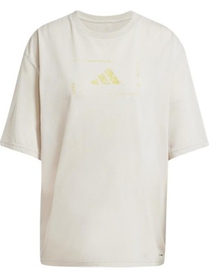 adidas Kadın T-Shirt W Box Logo G T JJ1441 Bej Renk Nefes Alabilir Kumaş ile Şık Tasarım