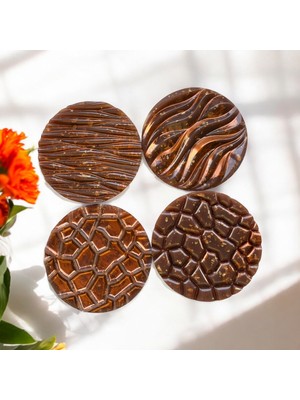 Pelince Epoksi Reçine Bardak Altlığı - Bakır - 4'lü Set