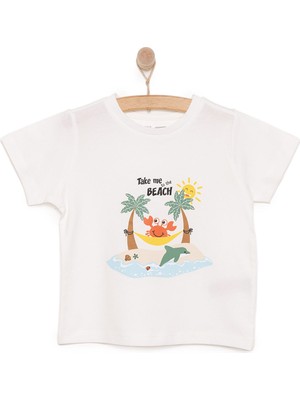 HelloBaby Hellobaby Basic Erkek Plaj Yengeci Baskılı T-Shirt Erkek Bebek