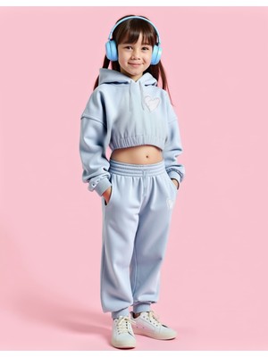 Minojoy Gro Mavi Pamuklu Kız Çocuk Eşofman Altı