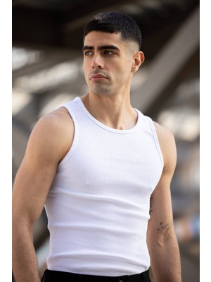 Riowela Erkek Halter Yaka Sporcu Likralı Atlet 2 li Paket