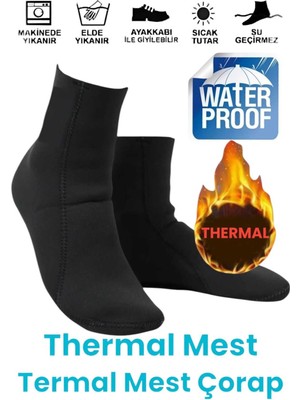 Uniquetrenders Unisex Su ve Rüzgar Geçirmez Soğuğa Dayanıklı Termal Mest Termal Çorap