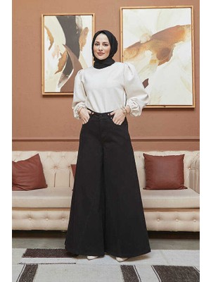 1162-PARÇA Boyalı Denim  Pantolon Siyah