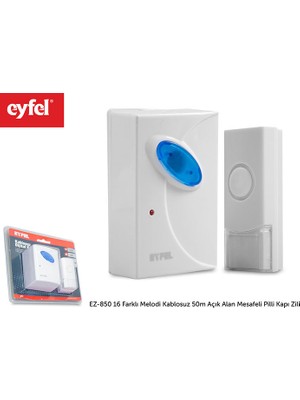 Eyfel EZ-850 16 Farklı Melodi Kablosuz 50m Açık Alan Mesafeli Pilli Kapı Zili