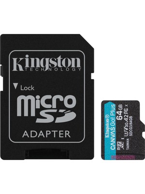 Kingston SDCG3-64GB 64GB microSDXC Canvas Go Plus 170R A2 U3 V30 Card + ADP Hafıza Kartı