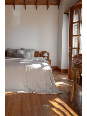 Barine Cozy Arkası Peluşlu Pamuk Yatak Örtüsü Bej