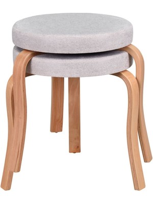 Vilinze Ege Naturel Ahşap Ayak I?stiflenebilir Mutfak-Balkon Taburesi (2 Adet)