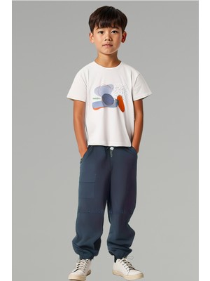 Minojoy Latne Mavi Çıtçıtlı Erkek Çocuk Şort Pantolon