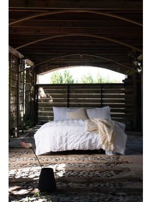 Barine Luna Dokulu Pamuk Çift Kişilik Nevresim Seti Beyaz