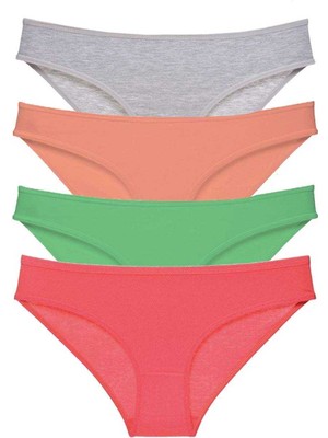 Royaleks 4 Adet Süper Eko Set Likralı Kadın Slip Külot Gri Pudra Yeşil Fuşya