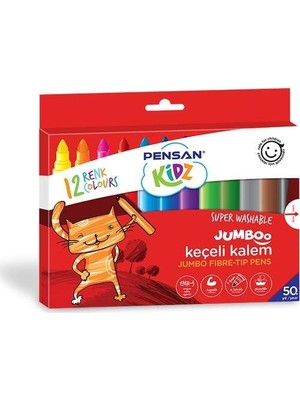 Pensan Kidz 12 Renk Yıkanabilir Jumboo Keçeli Kalem