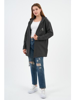 Alexandergardı Kapüşonlu Omuz Detaylı Uzun Hırka (B22-30305)