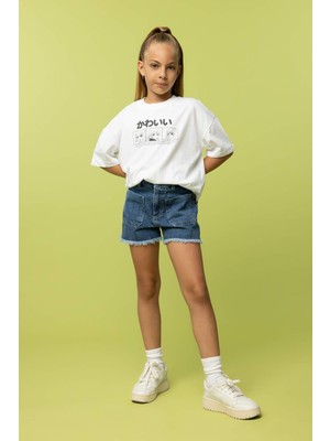 DeFacto Kargo Fit Jean Şort Kız Çocuk B0720A823HS