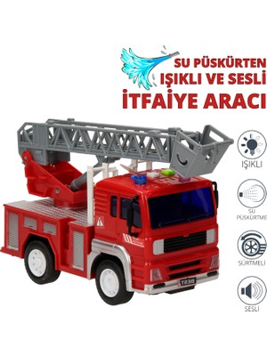 SmartFox Işıklı Sesli Su Atıcılı Oyuncak İtfaiye Aracı 1:20 Eğlenceli Tasarım ve 360 Derece Dönme