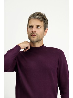 Yarım Balıkçı Yaka Regular Fit Pamuklu Kaşmirli Triko Kazak