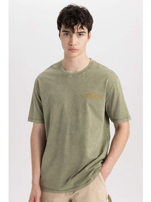 DeFacto %100 Pamuk Regular Fit Bisiklet Yaka Baskılı Kısa Kollu Tişört B8495AX24SM