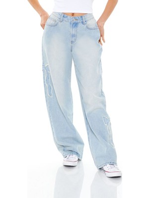 Fiyonk Detaylı Baggy Jean Pantolon