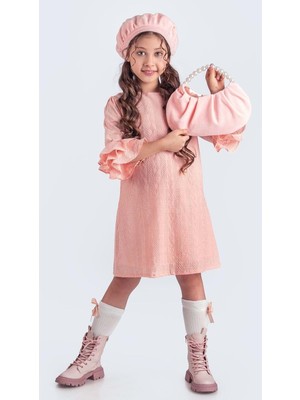 Mnk Baby & Kids Miss Chloé Kız Çocuk Fransız Bere, Çanta, Çorap ve Elbise Takım M00704