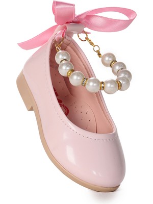 Kiko Kids Blanch Incili Lastikli Kız Bebek Babet Ayakkabı Pudra