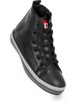 Kiko Kids Pant Günlük Bağcıklı Fermuarlı Erkek Çocuk Spor Ayakkabı Siyah