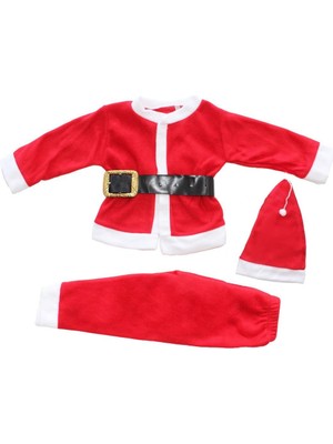 Bebegen Unisex Kırmızı Kemerli Şapkalı Noel Takım
