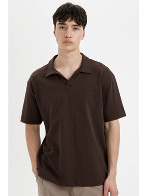 DeFacto %100 Pamuk Relax Fit Basic Düz Kısa Kollu Polo Tişört C3688AX24SP