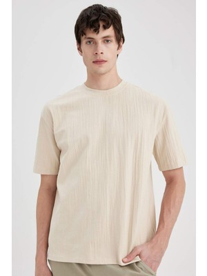 DeFacto Oversize Geniş Kalıp Bisiklet Yaka Kısa Kollu Tişört C3689AX24SP