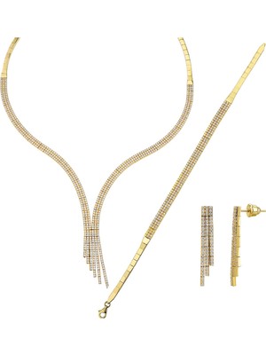 Bilezikci Üç Sıra Suyolu Altın Takı Seti