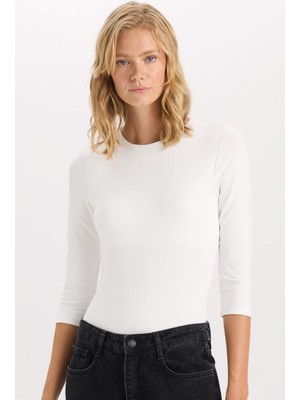 DeFacto Regular Fit Bisiklet Yaka Basic Düz Yarım Kollu Çıtçıtlı Body D6915AX24AU