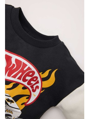 DeFacto Erkek Bebek 2'li Takım Hot Wheels Bisiklet Yaka Sweatshirt Beli Lastikli Eşofman Altı D6031A524WN