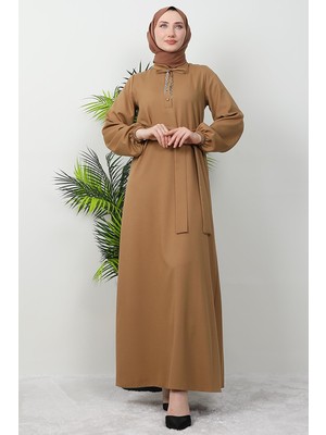 Giza Store Zincir Düğme Detay Elbise Vizon