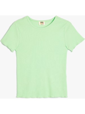Koton Basic Tişört Slim Fit Kısa Kollu Bisiklet Yaka Ribanalı Pamuklu