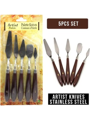 5 Li Metal Spatula Seti Spatul Akrilik Yağlı Boya Hobi Çalışmalar